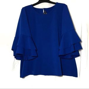 Lane Bryant blue ruffle sleeve top size 18/20